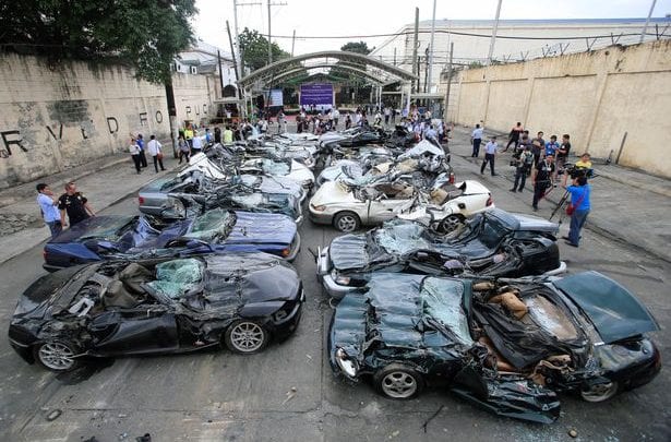 philippines President destroys $5.5 million worth of luxury cars philippines President destroys $5.5 million worth of luxury cars