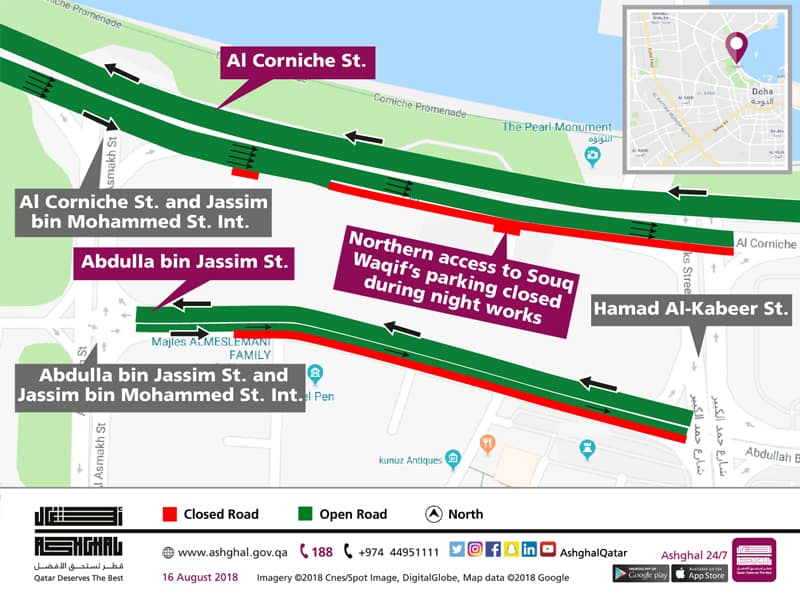 Partial Closure on One Lane of Al-Corniche and Abdulla bin Jassim Streets