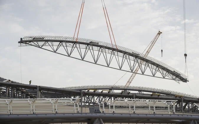 Roof installation brings Al Bayt Stadium’s design to life