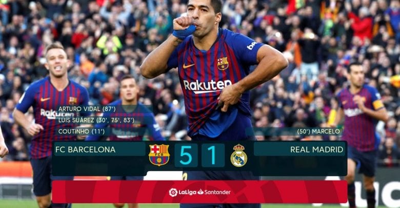 Suarez hits hat-trick as Barcelona blow away Madrid Suarez hits hat-trick as Barcelona blow away Madrid