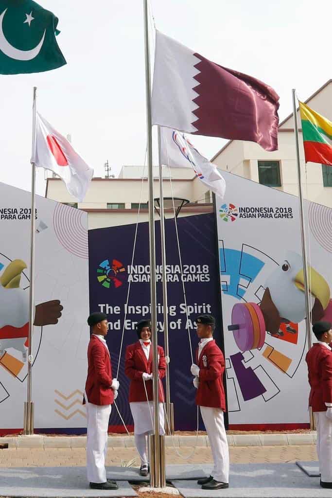 Qatari flag hoisted at Olympic Village in Jakarta