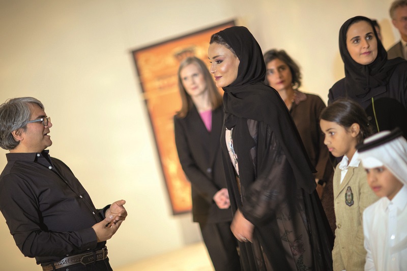 Sheikha Moza attends Mathaf exhibitions celebrating Indian art