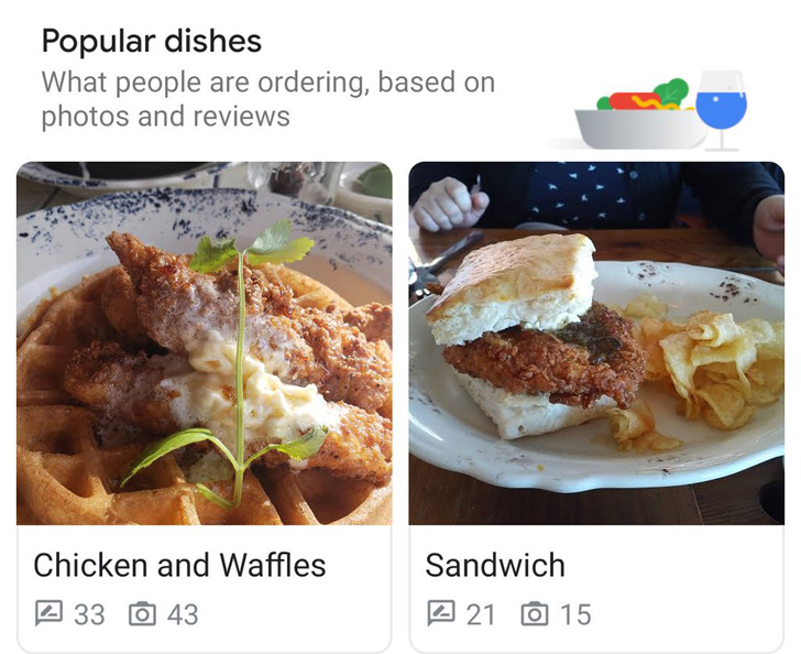 Google Maps helps you choose popular dishes when checking out a restaurant