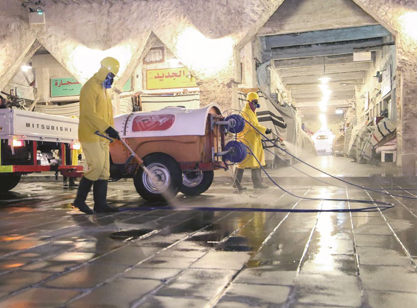 Doha Municipality disinfects Souq Waqif, Sheraton Park and other public places