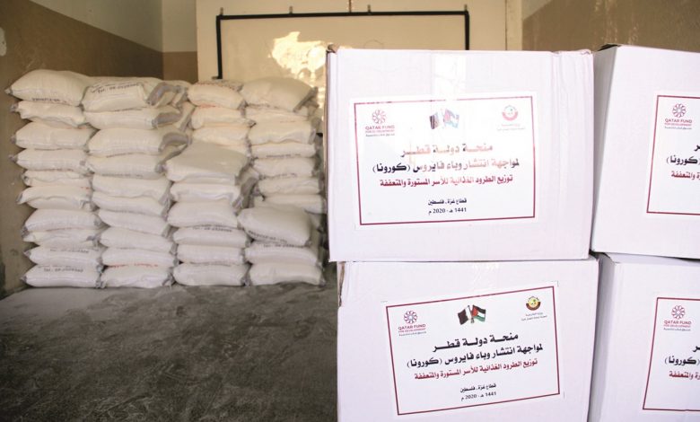 Qatar panel distributes food parcels to needy Gaza families Qatar panel distributes food parcels to needy Gaza families