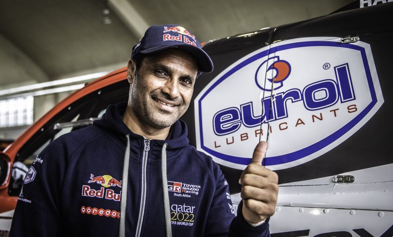 Nasser al Attiyah drives his rally car through gaming simulator Nasser al Attiyah drives his rally car through gaming simulator
