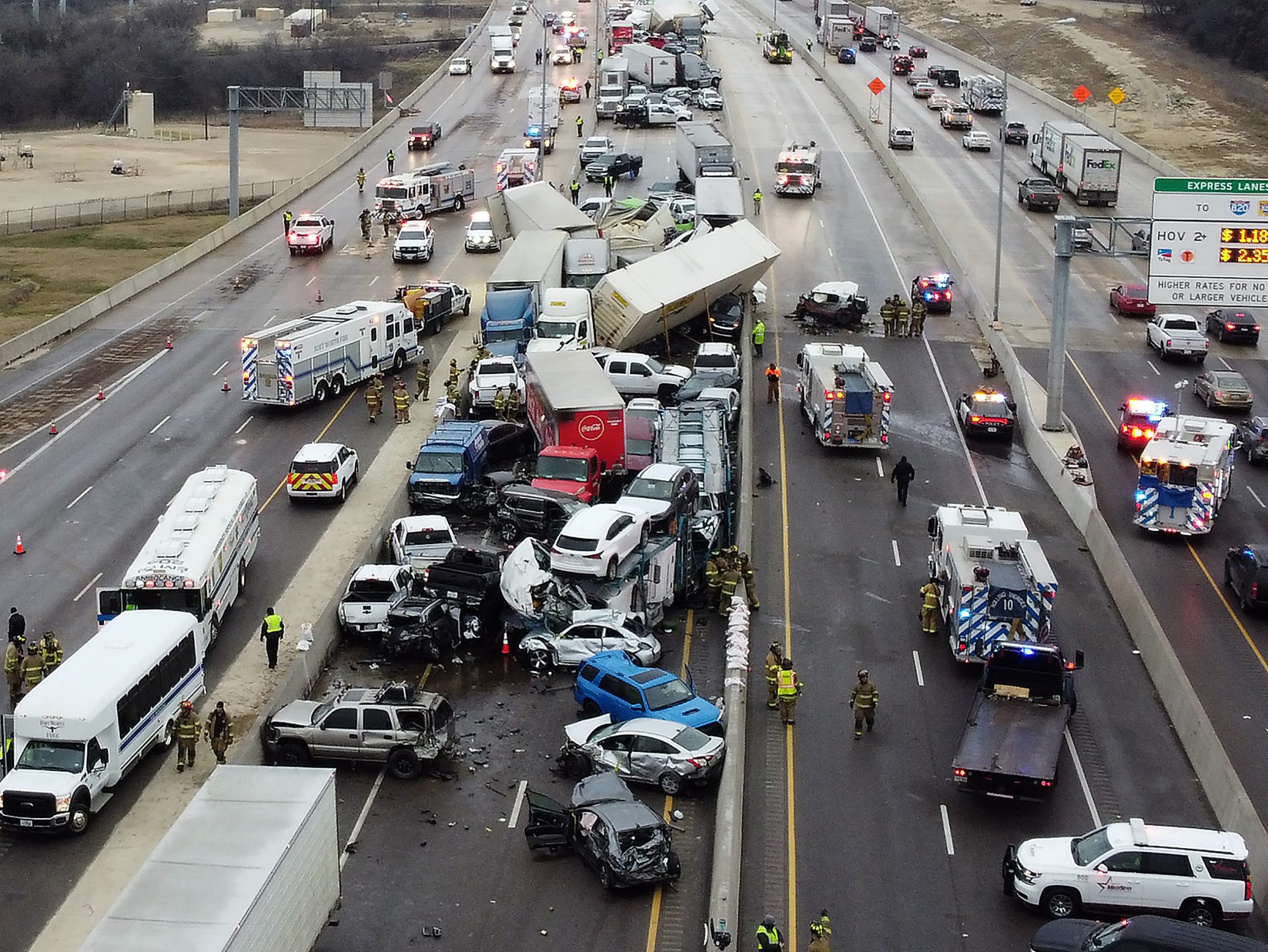 At least five people were killed and 36 injured in a major traffic accident ...