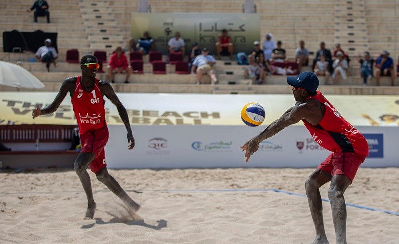 May be an image of one or more people, people playing volleyball and outdoors