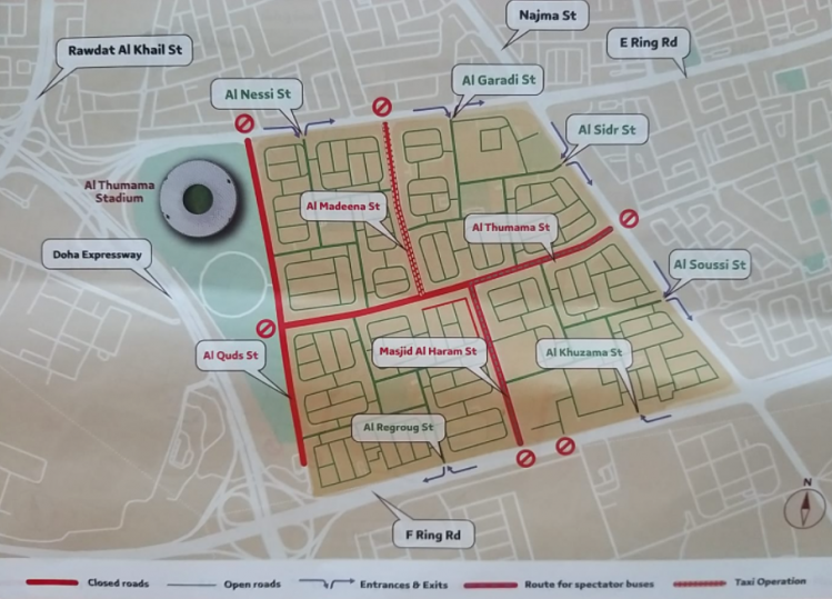 Road closures near Al Thumama stadium for Amir Cup final