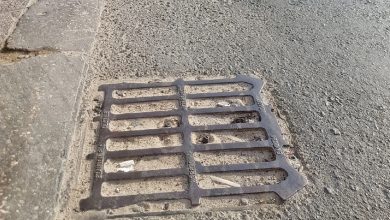 Dust covering the manholes of rain drainage