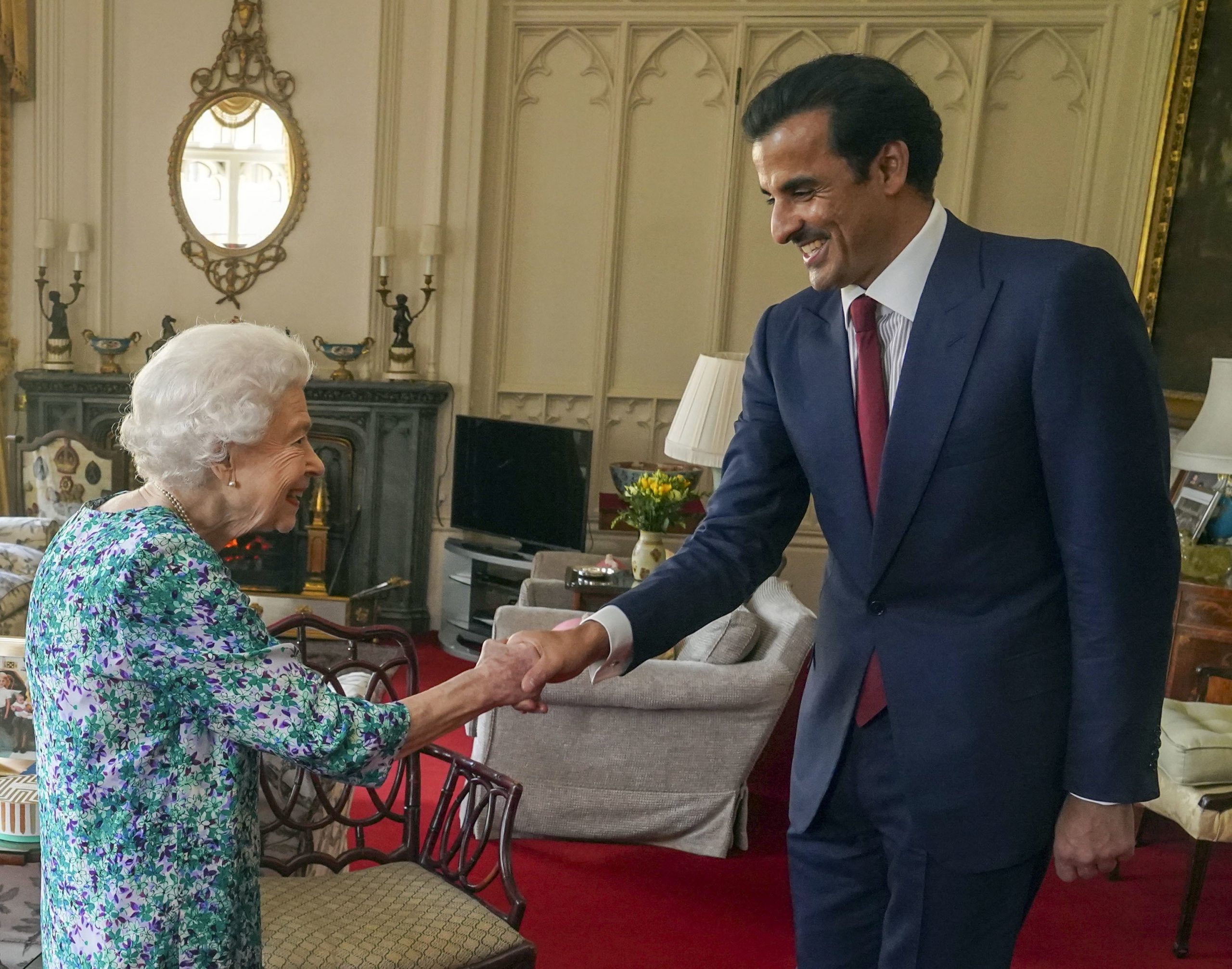 HH the Amir Meets Queen Elizabeth II of Britain
