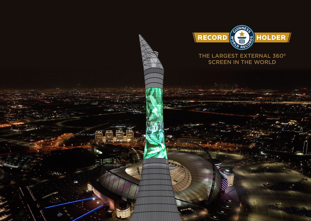 Torch Tower's largest external 360-degree screen sets Guinness World Record