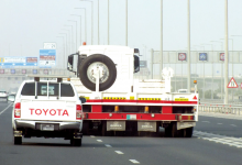Large trucks are obstructing traffic