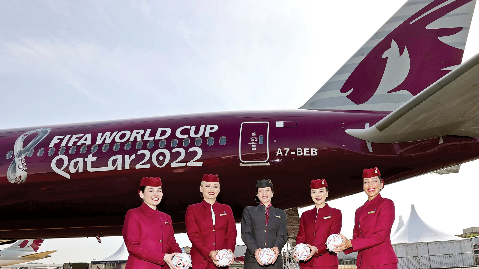 QA Showcases Boeing 777 Decorated with World Cup Logo